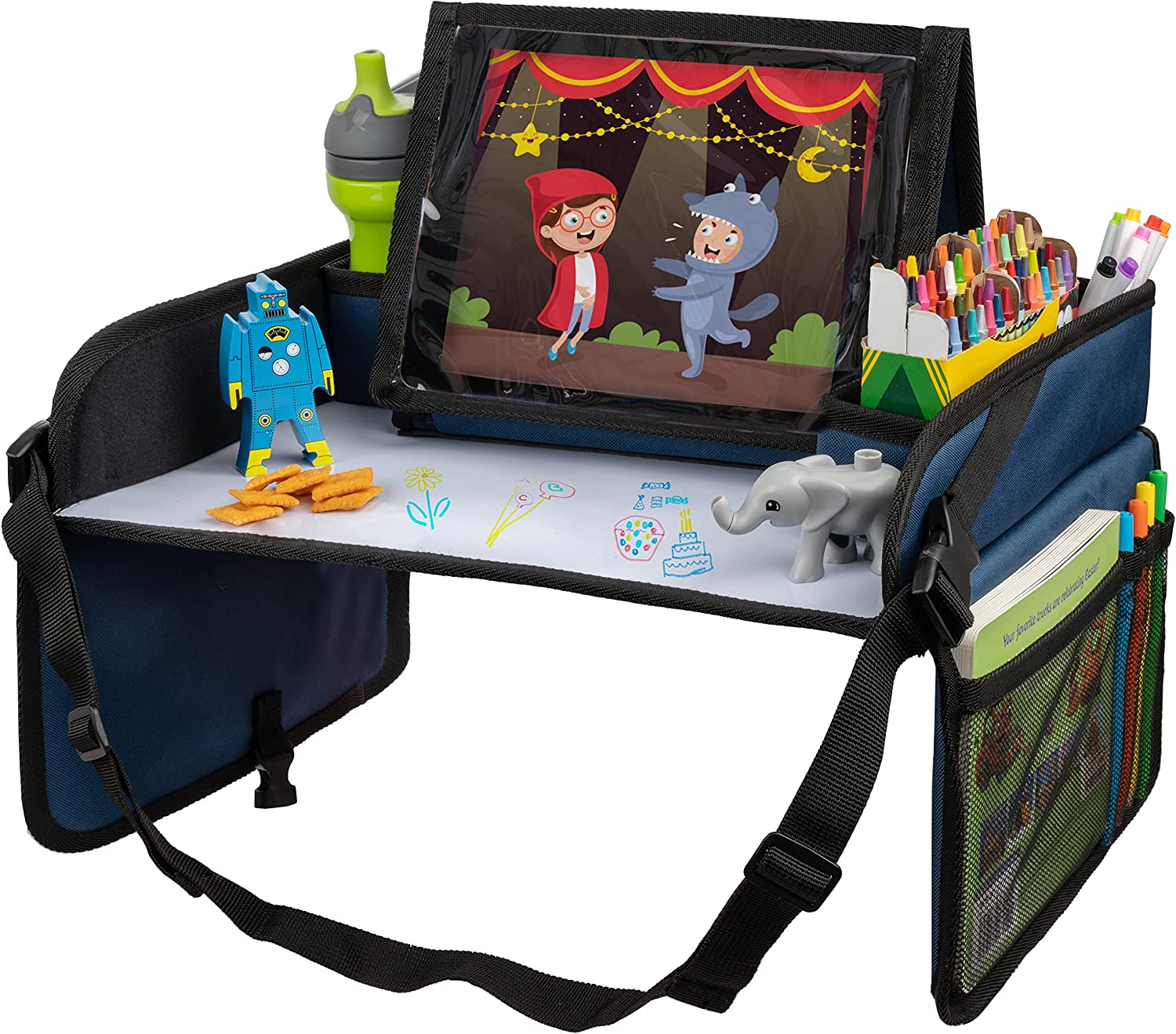 LUSSO GEAR Kids Travel Tray - Inspire Active Toddlers & Big Kids for Years W/Dry Erase Board & Eating.