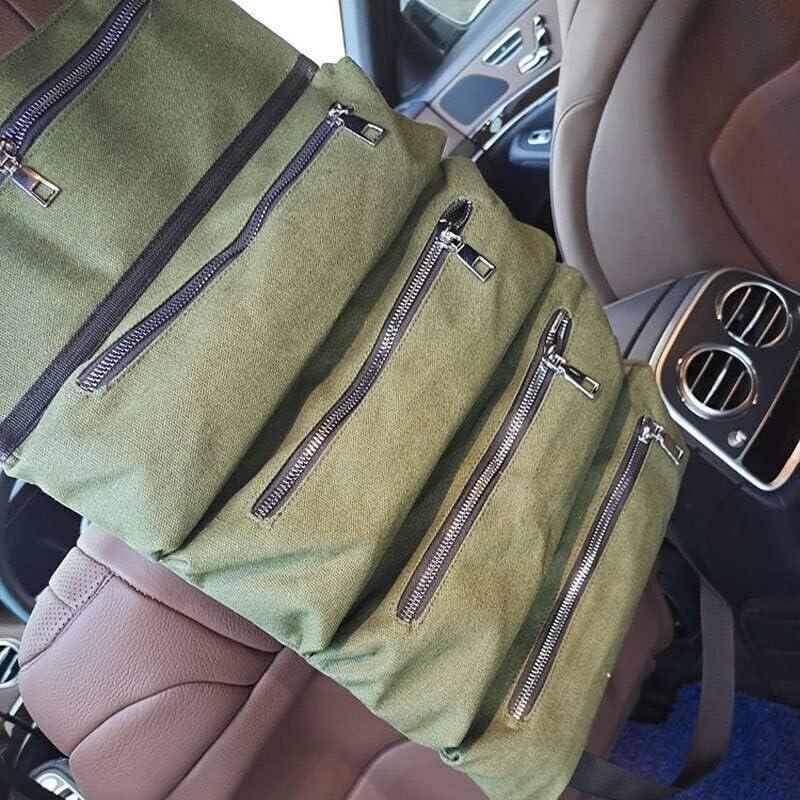 AIMALL Multi-Purpose Tool Roll up Bag Wrench Roll Pouch Hanging Tool Portable Organizer - Multi-Compartment， Secure Zipper Closure - Green image number 7