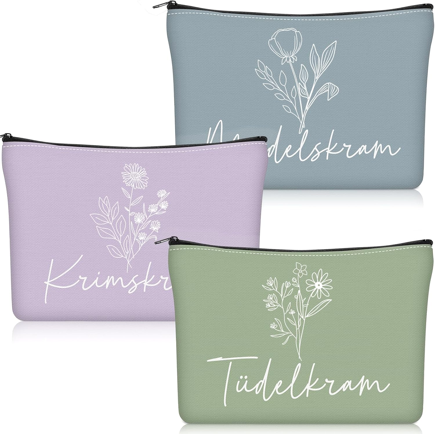 Geiserailie 3 Pieces Trousse De Maquillage Petite Trousse De Toilette Avec Inscription Zipp&eacute;e Portefeuille De Voyage Pour Femmes Et Filles, Three Colours image number 3