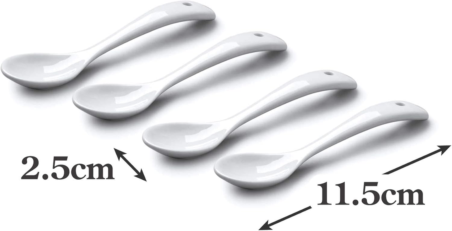 WM Bartleet & Sons 1750 TSET153 Set of 4 Traditional Porcelain Condiment Spoons for Jam, Sugar and Sauces (11Cm) &ndash; White image number 1