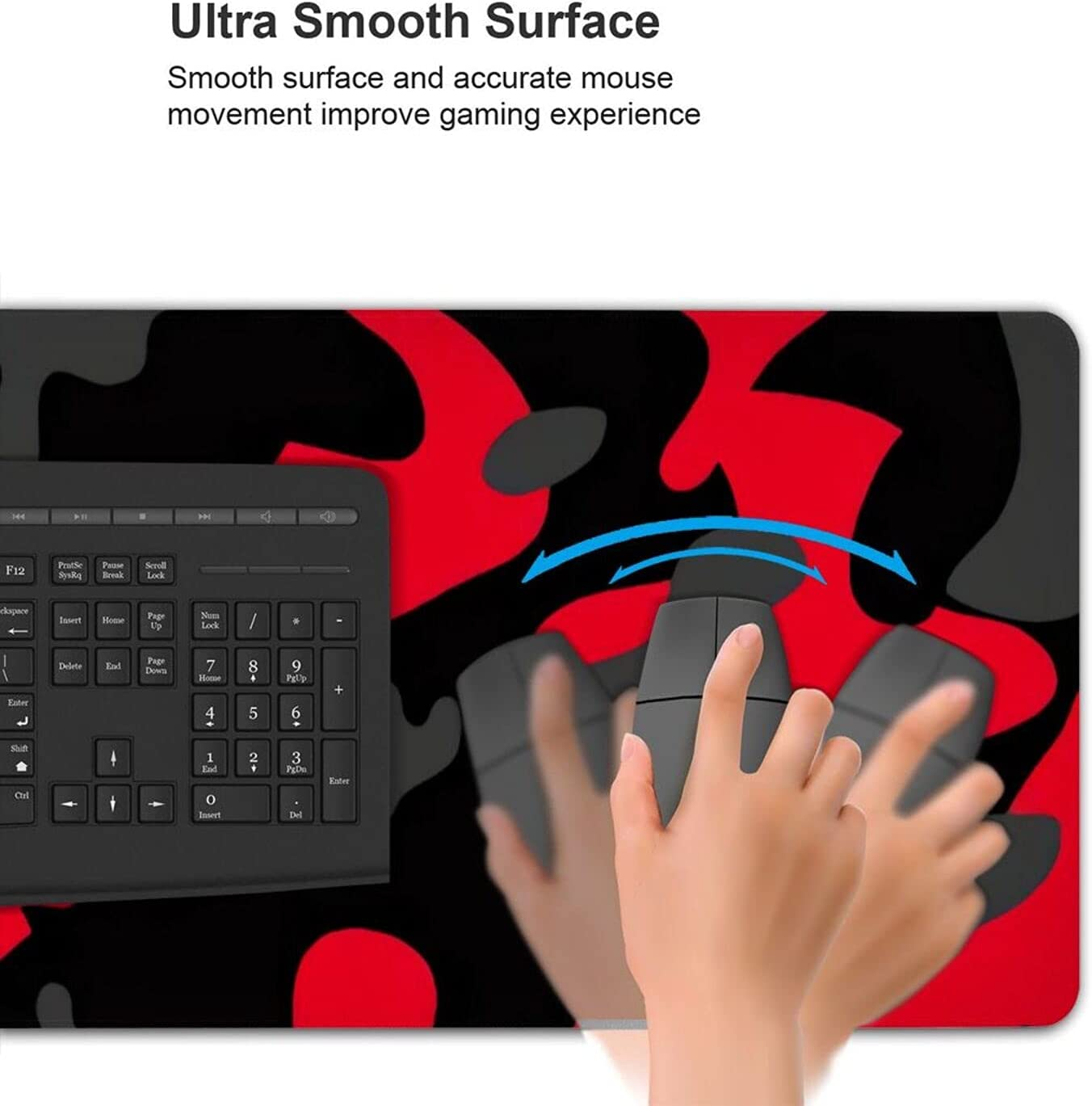 Red and Black Gaming Mouse Pad Large XL Desk Mat Camo Camouflage Long Extended Pads Big Mousepad Home Office Decor Accessories for Computer Pc Laptop - White And Black Cow Print Skin image number 7