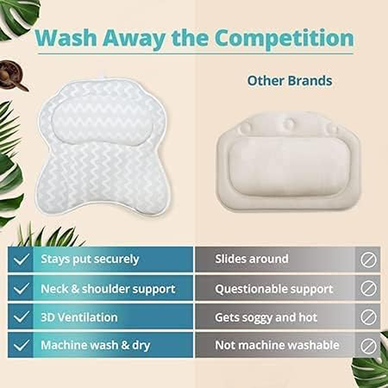 Bath Haven Luxurious Bath Pillow for Women & Men :: Ergonomic Bathtub Cushion for Neck, Head & Shoulders :: with Quiltedair Mesh for Breathable Comfort :: Includ Luxury Escape Gray Chevron image number 2