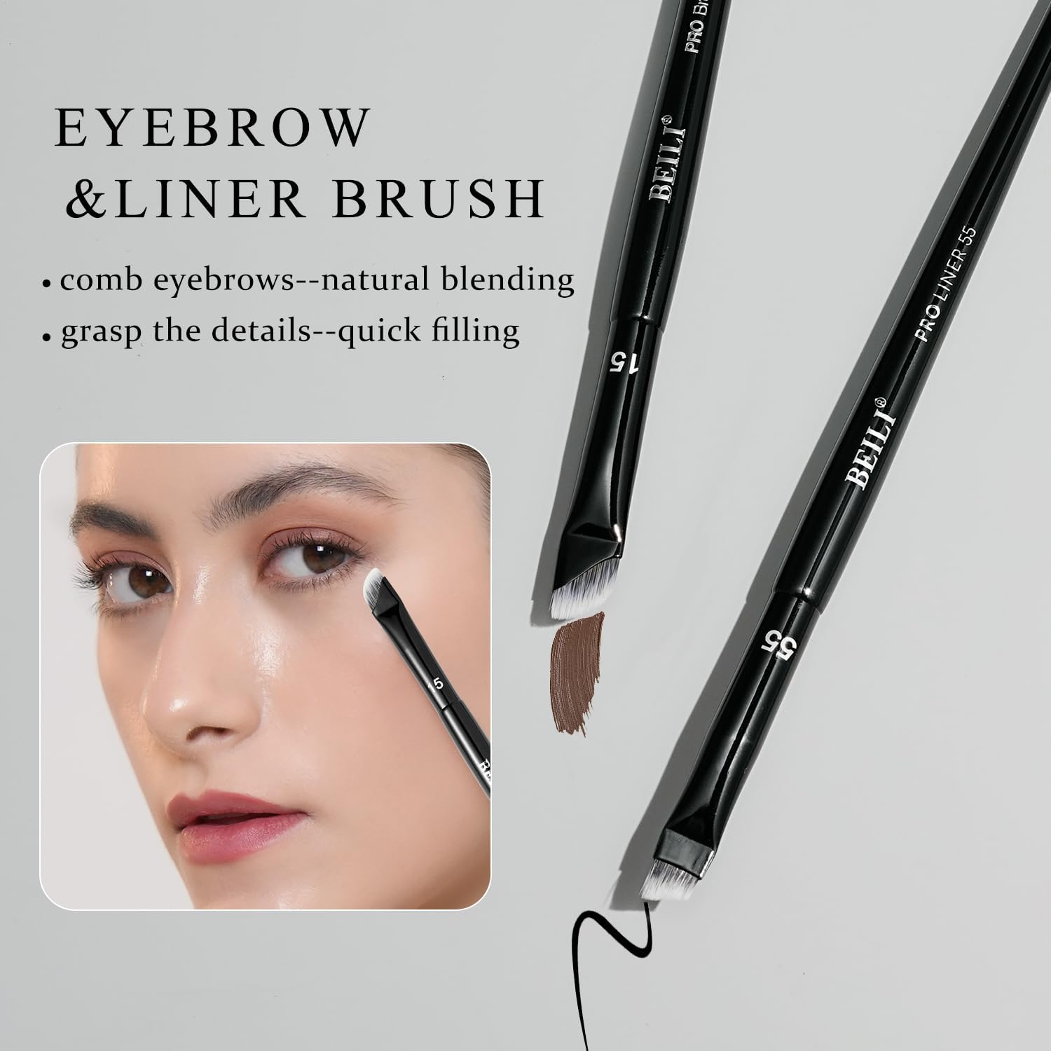 BEILI Makeup Brushes 14Pcs Professional Eyeshadow Brush Set Premium Synthetic Makeup Brushes for Liquid, Cream & Powder Eyeshadow