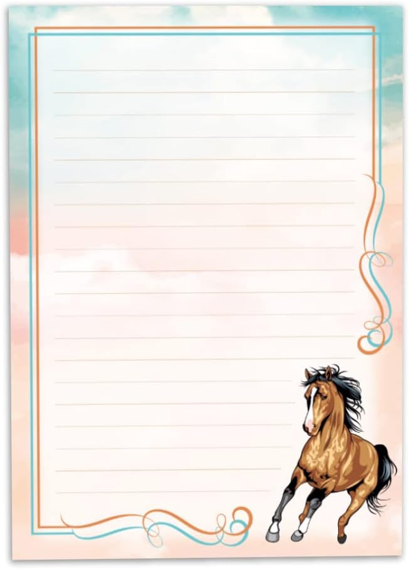 Writing Paper Set for Girls Horse Letter Pad with Envelope for Kids (A5 Pad with 25 Sheets + 15 Envelopes) image number 3