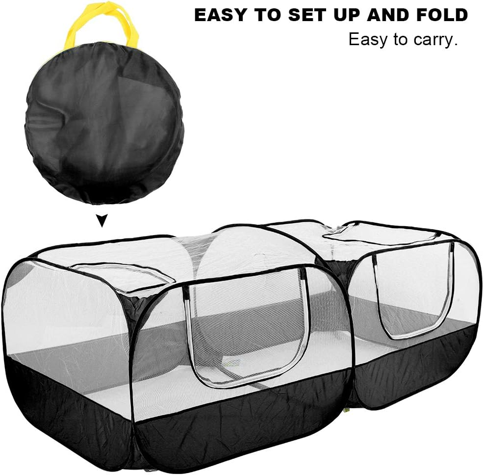 Portable Coop, Small Animals Playpen, Foldable Chicken Coop with Breathable Transparent Mesh Walls, Portable Pet Cage Tent for Puppy Rabbits Outdoor Yard (Black) image number 5