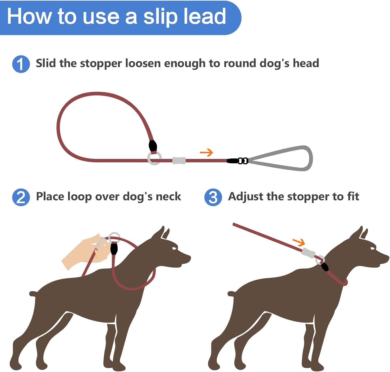 Slip Lead Dog Leash, Strong Anti-Tangle Durable Nylon No Pull Walking Leash for Small Medium Large Puppy Dogs 4Ft Black image number 1