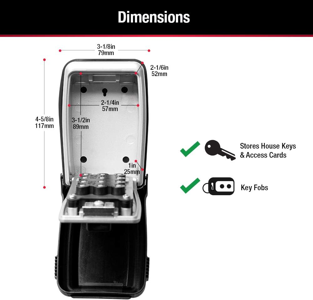 MASTER LOCK Key Safe [Wall Mounted] [Push-Button Combination] [Weatherproof - Outdoor] - 5423EURD - Key Lock Box image number 6