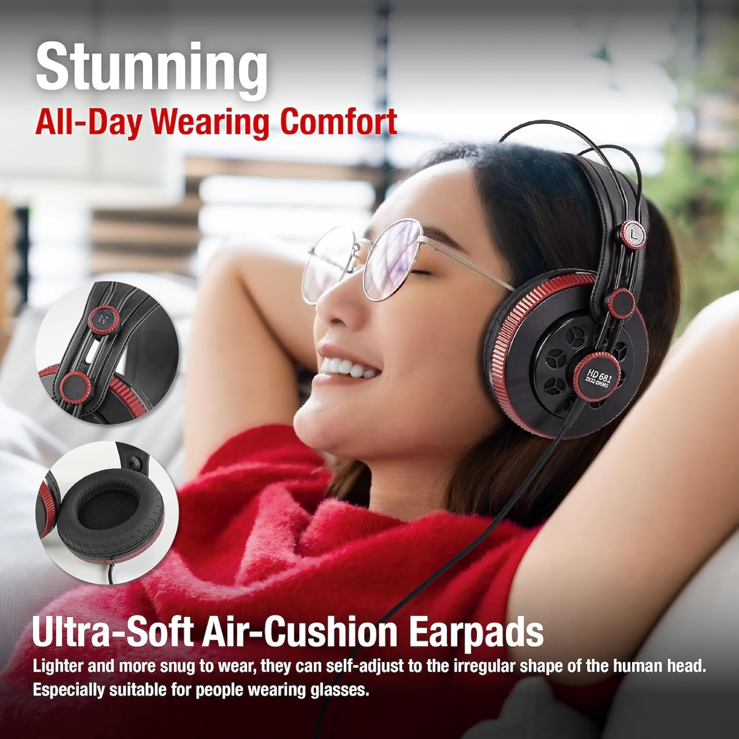 Superlux Semi-Open Professional Monitor Headphones, Black HD681-AIR Edition