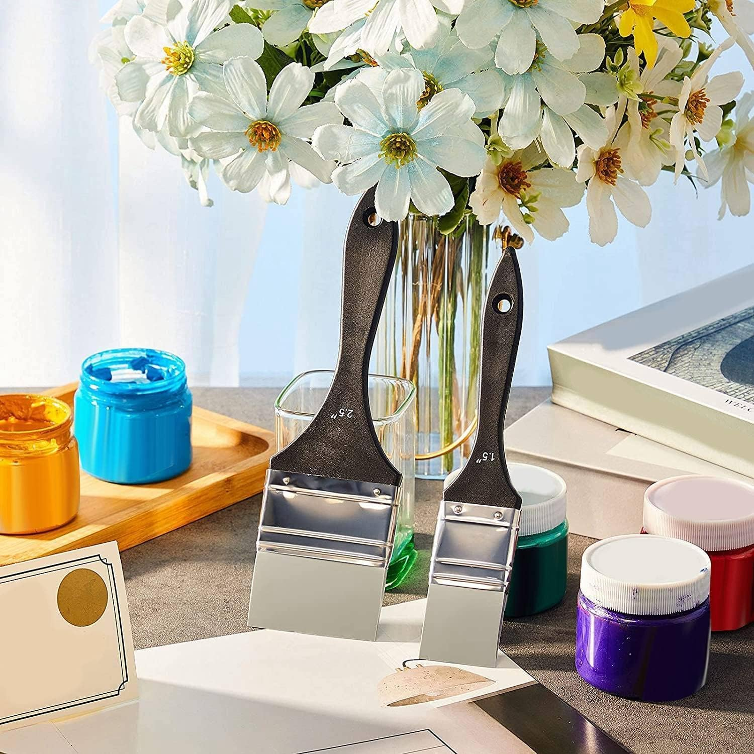 Silicone Paint Brushes, 2-Piece Set, Flat Flexible Brushes for Acrylic and Watercolour Painting image number 3