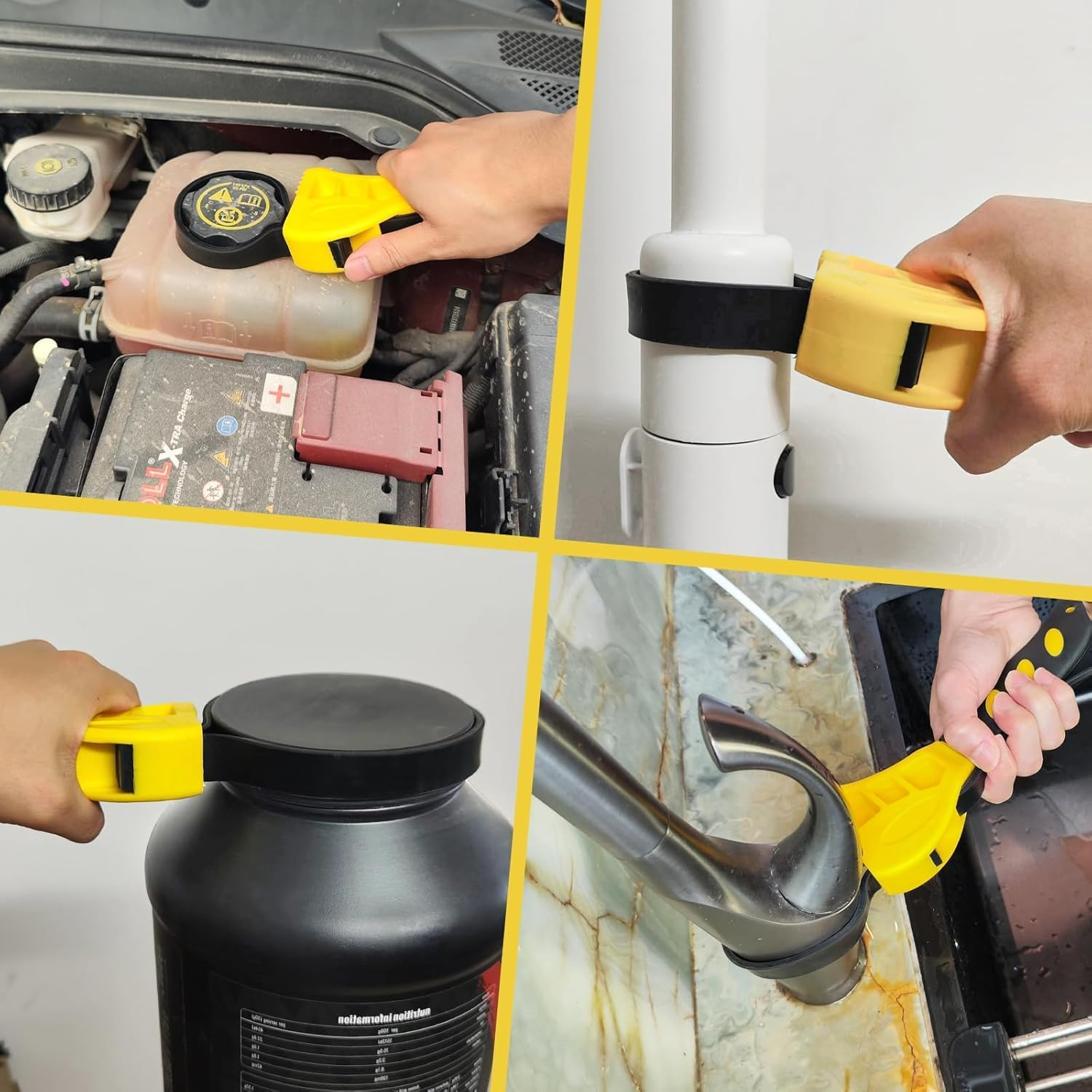 Strap Wrench Set Adjustable Rubber Belt Wrench for Oil Filter Wrench Set, Jar Opener, Fit Shower Head/Water Filter 4" (Small) & 6"(Large), Pack of 2 image number 4