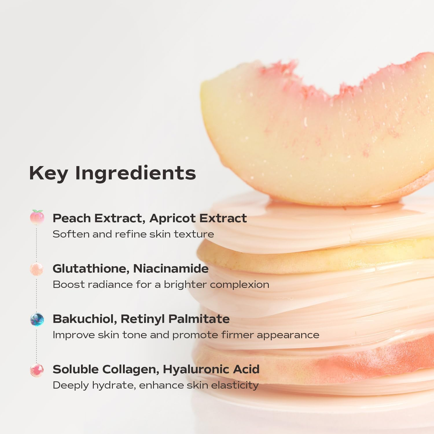 Beautifying Pore Pad (30 Pieces) - Hydrogel Peach Pore Pads with Soluble Collagen, Glutathione, Bakuchiol, Retinyl Palmitate for Smooth Skin, Minimizing Pores image number 3