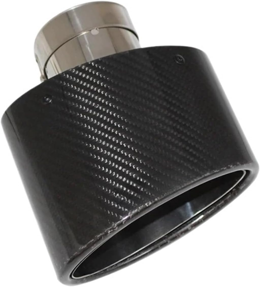 Gloss Carbon Fiber Car Muffler Tip Exhaust Tip Nozzle Decoration Universal Stainless Silver Oval 150Mm Tilting Left Right(Right 54) image number 5