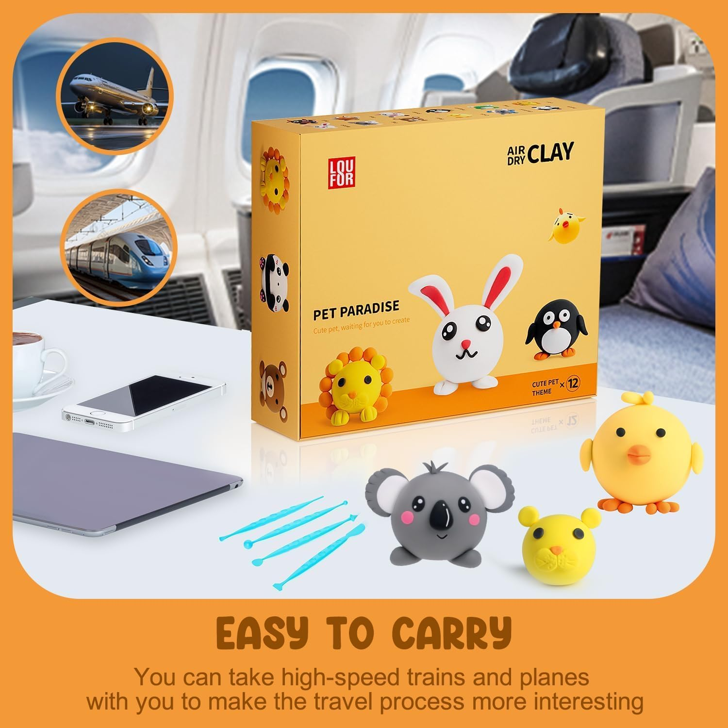 Air Dry Clay Kits - Modeling Clay for Kids, Ultra Light & Soft, Safe & Non-Toxic, 12 Boxes DIY Model Magic Clay with Sculpting Tools & Tutorials, Creatible Art Crafts Toys Gifts Boys Girls image number 1