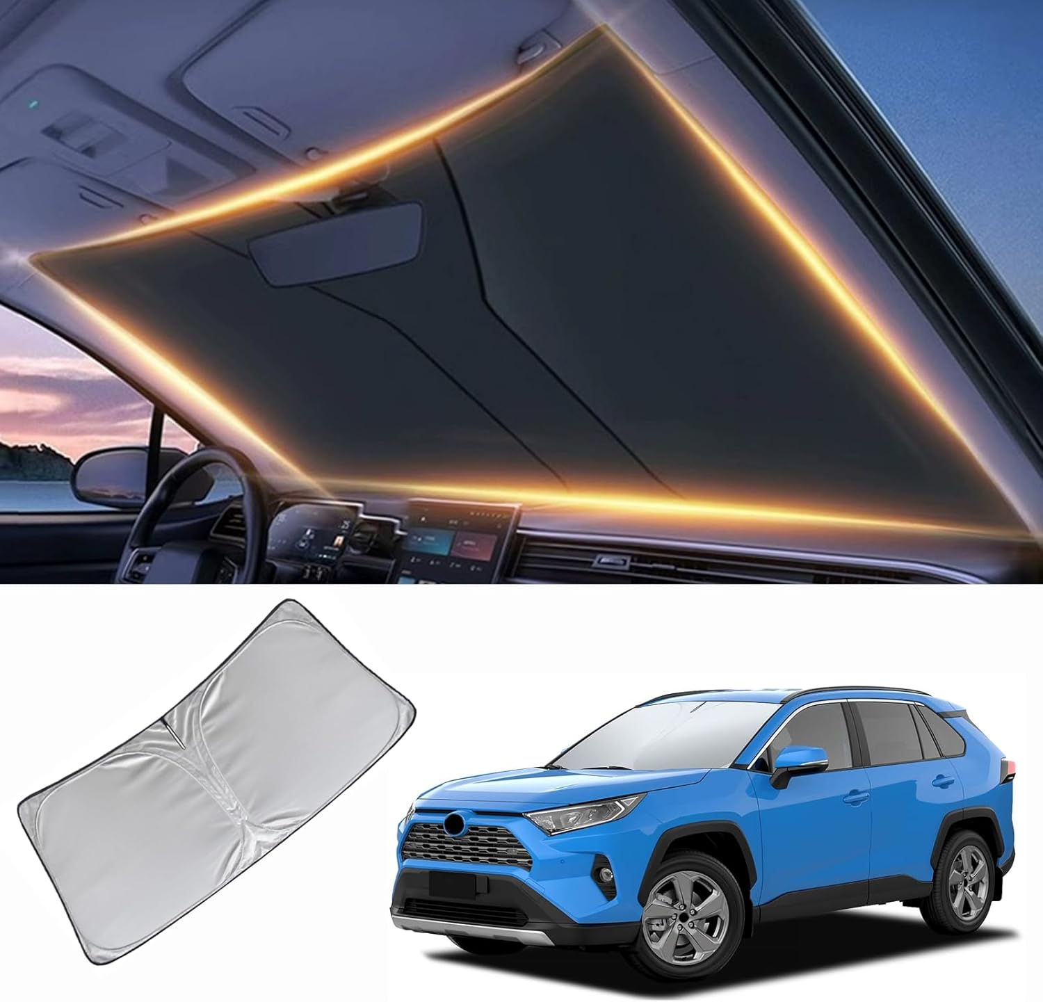 Windshield Sun Shade for Toyota RAV4 Front Window Shades Cover for 2010-2024 Windshield Sun Visor Protector Car Accessories image number 5