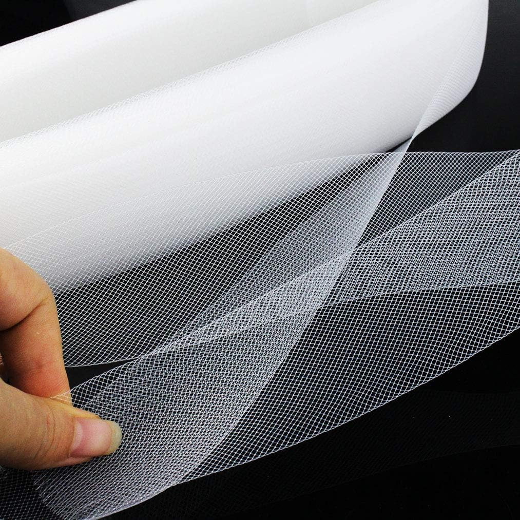 Yolyoo 50 Yards Stiff Polyester Horsehair Braid for Sewing Wedding Dress Formal Dress Accessories(White, 2 Inch Width)