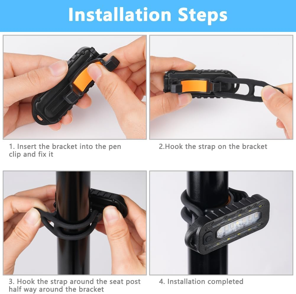 LED Clip Lamp, 5 Light Modes Running Light Small Headlamp Adjustable Headlamp USB Lamp IPX4 Waterproof Rechargeable Flashing Light with Red Light Lighting Effects for Jogging Camping image number 4