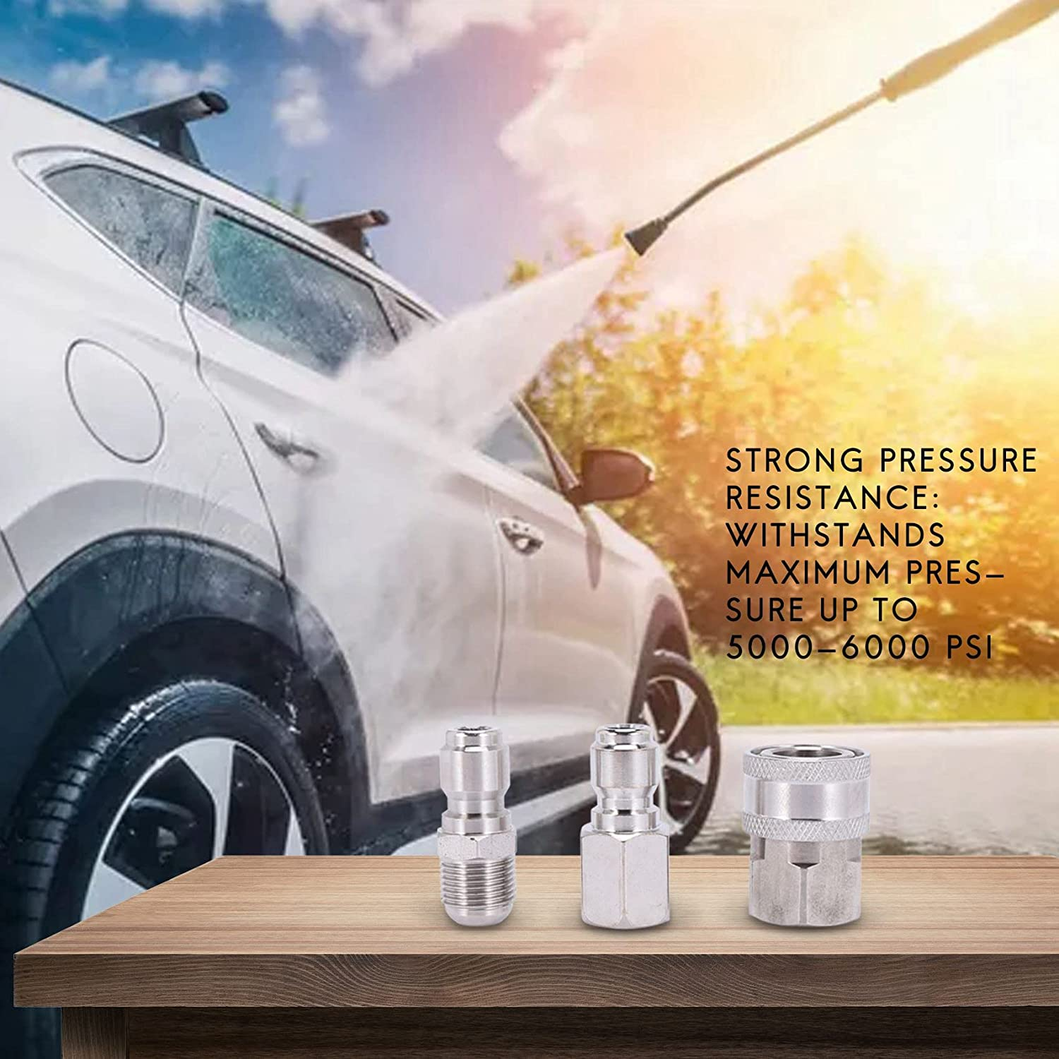 NPT 3/8 Inch Male and Female Quick Connector Kit Pressure Washer Set and 1 Pieces NPT 3/8 Inch Pressure Washers Quick Connector Plug Male Nipple