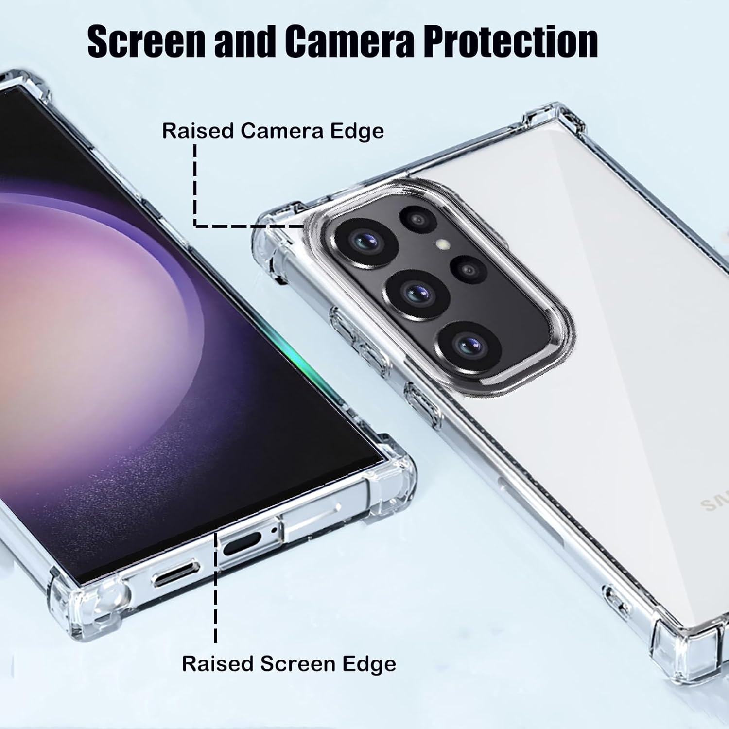 For Samsung S23 Ultra Case,Samsung Galaxy S23 Ultra Case,Clear[Anti-Yellowing][Shockpoof][Military Grade Protection] Reinforced Corners Slim Fit Flexible TPU Bumper Phone Case for S23 Ultra,Clear image number 6