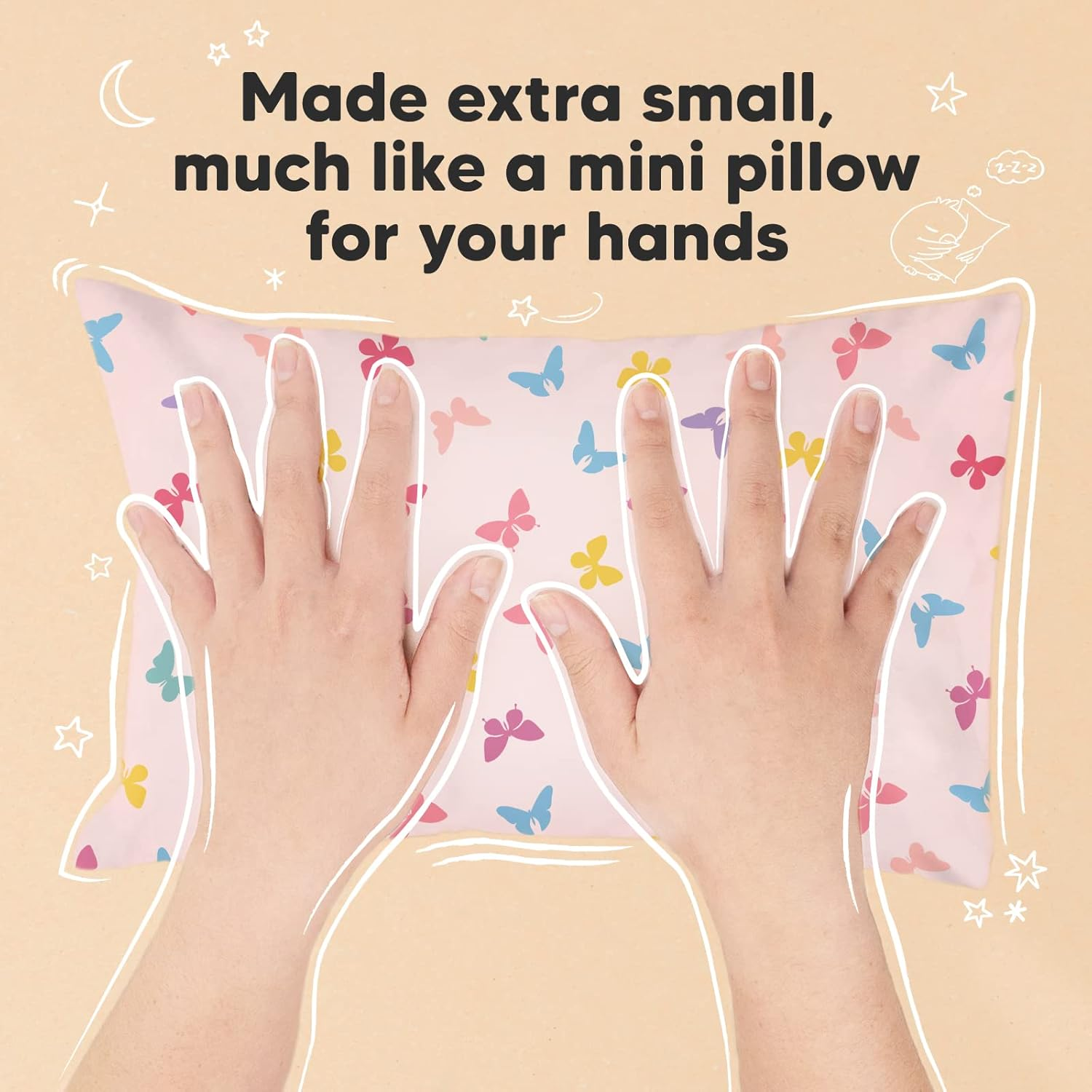 Mini Toddler Pillow with Pillowcase - 23X33 My Little Dreamy Mini Pillow, Organic Cotton Kids Pillows for Sleeping, Toddler Travel Pillow for Kid, Nursery Pillows, Small Pillow for Children (Flutter) image number 3