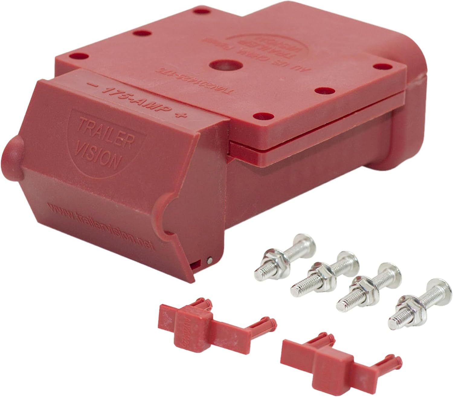 Trailer Vision SB 175 Anderson Plug Mounting Kit - 175 Amp Anderson Connector Type Cover Assembly with LED Indicator - UV Insulated Protection for Solar, Marine, Mobile, Industrial - 175A Black