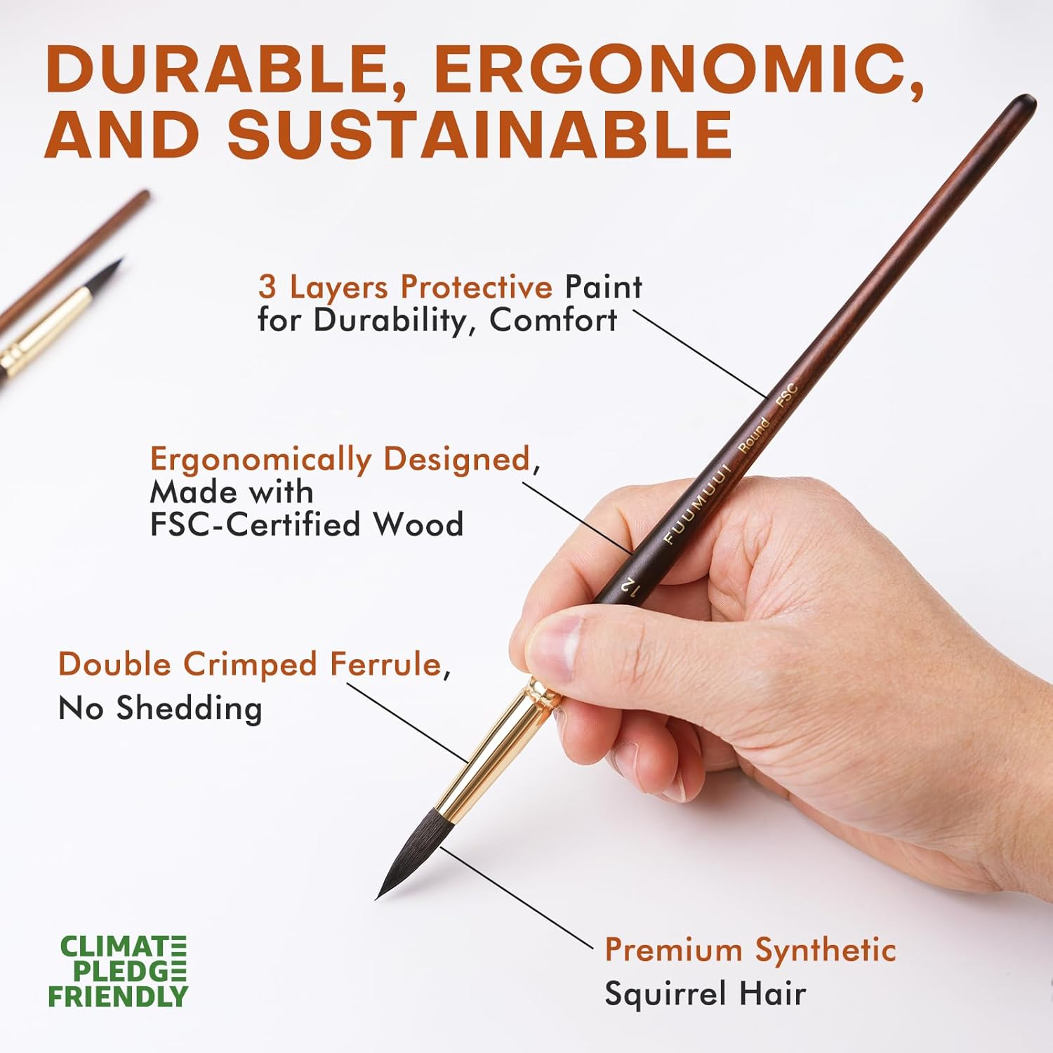 Watercolour Brushes Professional - 10Pcs Synthetic Squirrel Hair Watercolor Paint Brush Set for Artists - Flat, round Pointed, Dagger, Cat'S Tongue Oval Wash for Watercolour, Inks Painting image number 6