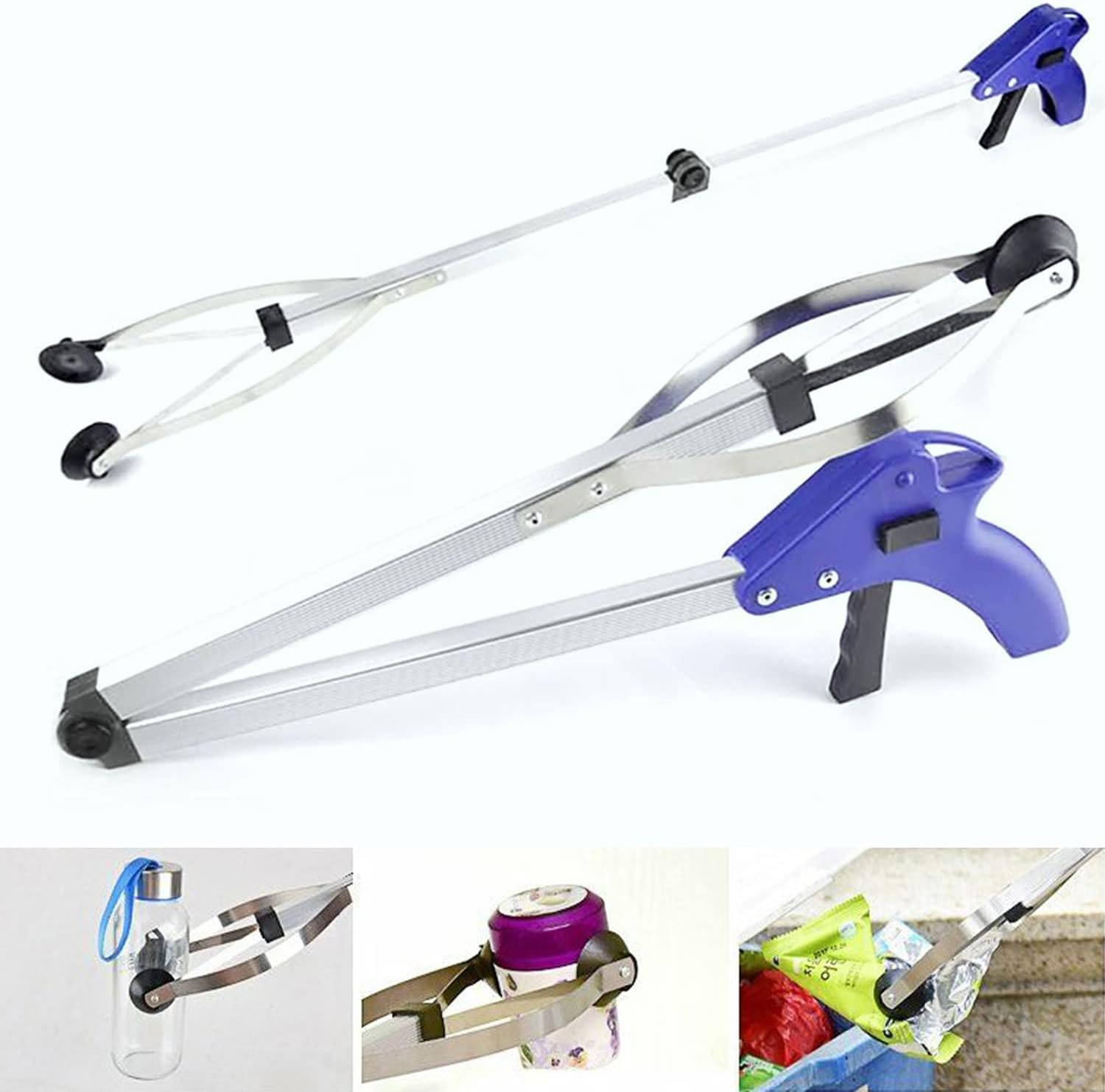 Yotsuba Grabber Reacher Tool, 80Cm Foldable Grabbers for Elderly, Lightweight Extra Long Handy Trash Claw Grabber, Mobility Aid Reaching Assist Tool for Trash Pick Up, Nabber, Litter Picker, Arm Extension (Blue) image number 5