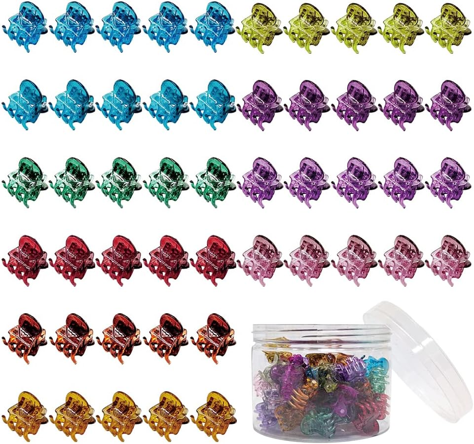 50 PCS Mini Hair Claw Clips， Bangs Strong Grip Multifunction Clamp Clips. (Transparent White) - Bright Colors image number 5