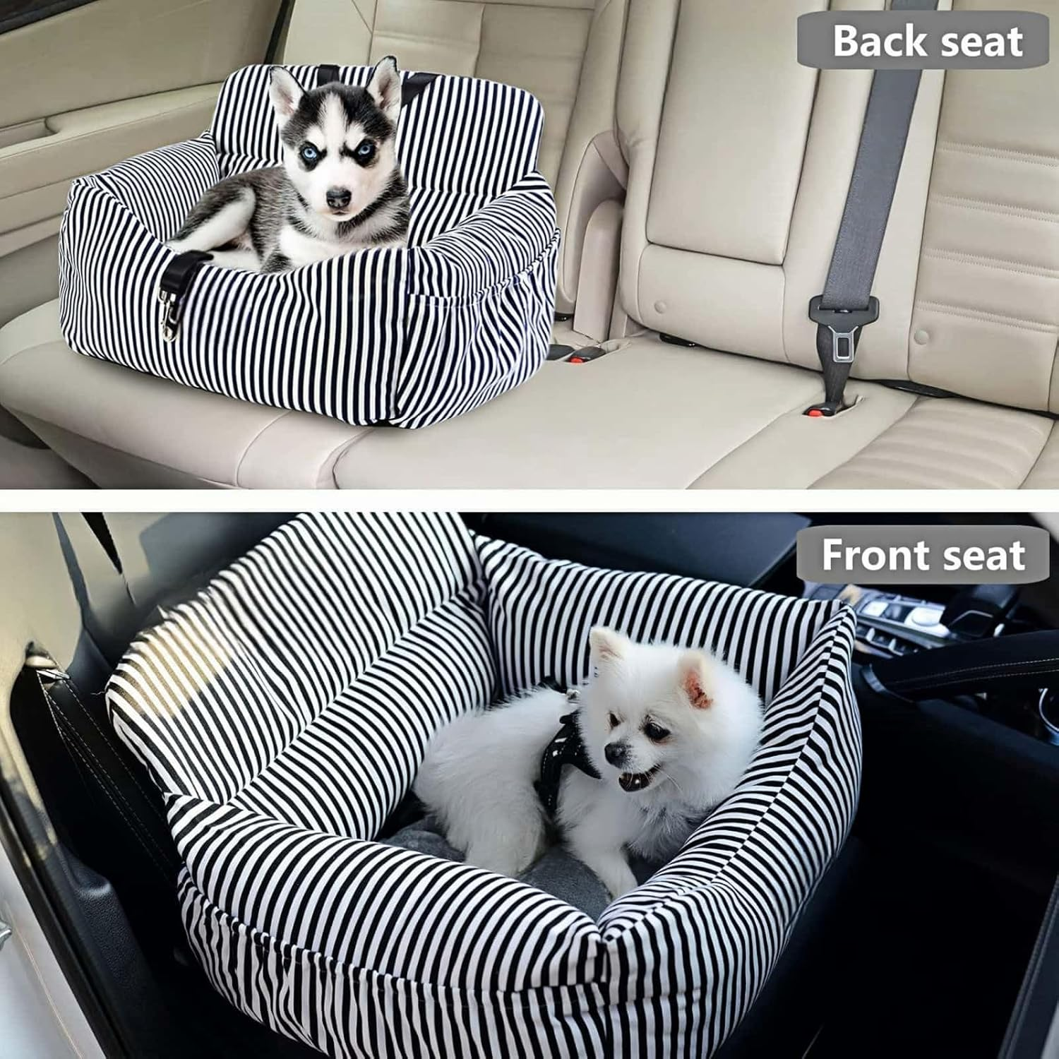Dog Car Seat for Small Dogs, Detachable and Washable Pet Car Seat, Portable Dog Booster Seat,Dog Car Travel Carrier Bed with Storage Pockets and Clip-On Leash, Perfect for Pets up to 25Lbs image number 1