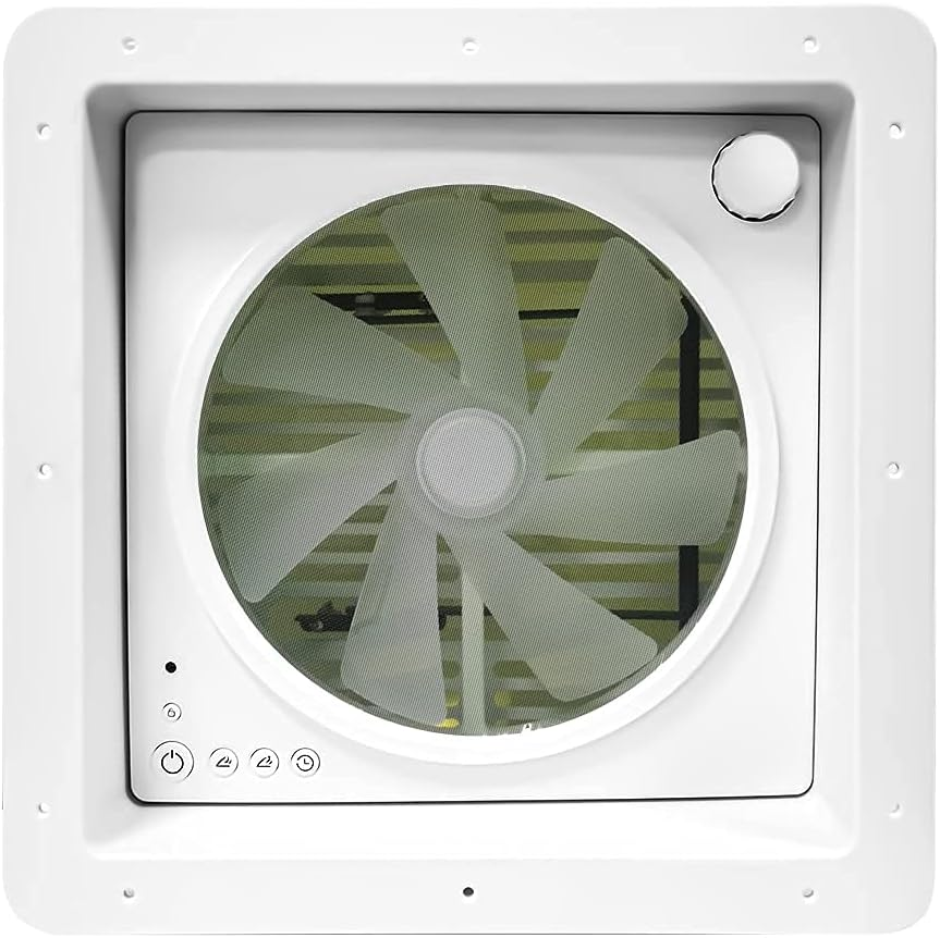 Vent RV Roof Vent with Rain Sensor, Automatic Level Permanent RV Air Ventilation Fan Speeds 12 Volt Remote Deluxe RV Vent Fan, with Dome Smoke RV Vent Cover Lid (14" X 14") image number 3