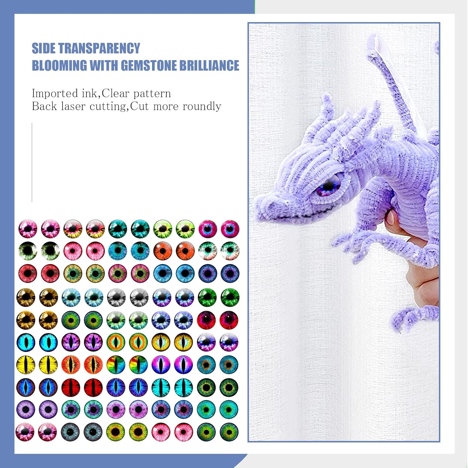 ZZBUY 100PCS 18MM Dragon Eyes for Crafts Realistic Cat Dragon Glass Eyes Cabochon for Crafts Doll Making Stuffed Plush Jewelry Making image number 4