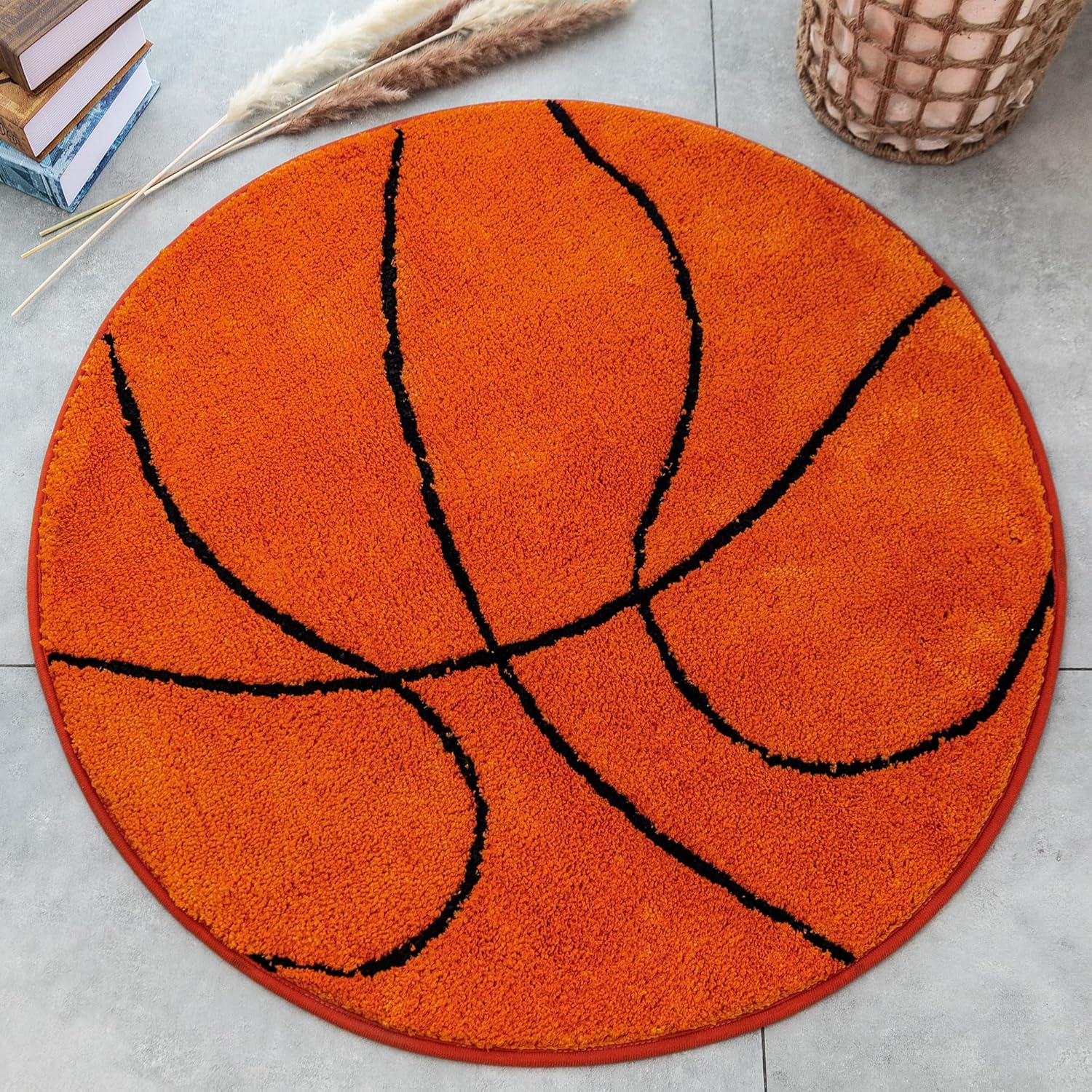 Kids Rug Basketball round Rug Carpet Floor Chair Mat for Kids Rooms Children'S Bedroom (Basketball, 80Cm)