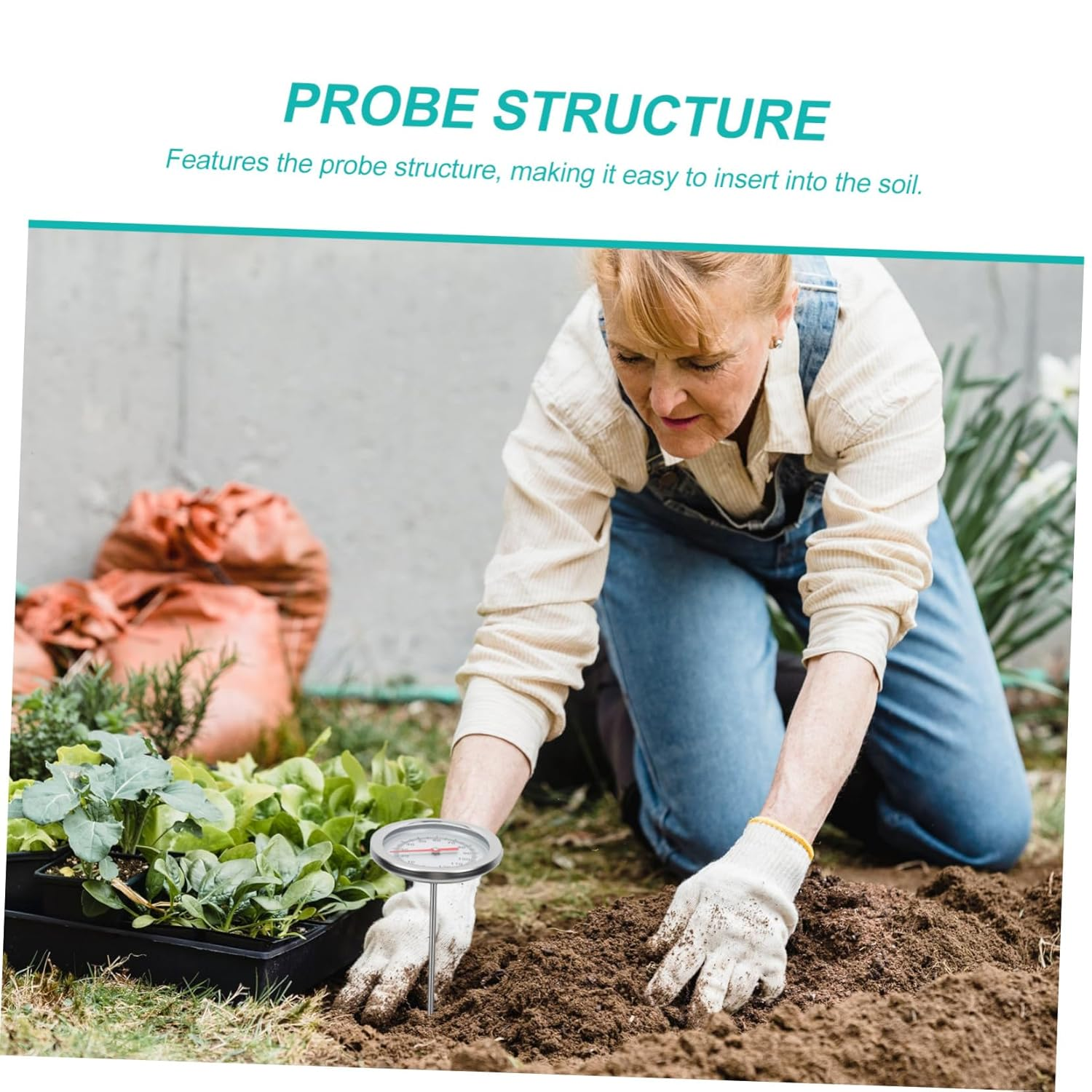 Ifundom Stainless Steel Compost Thermometer Probe for Soil Temperature Measuring Tool Gardening Use Accurate Gauge with Scale Lightweight and Practical Temperature Range C to C image number 6