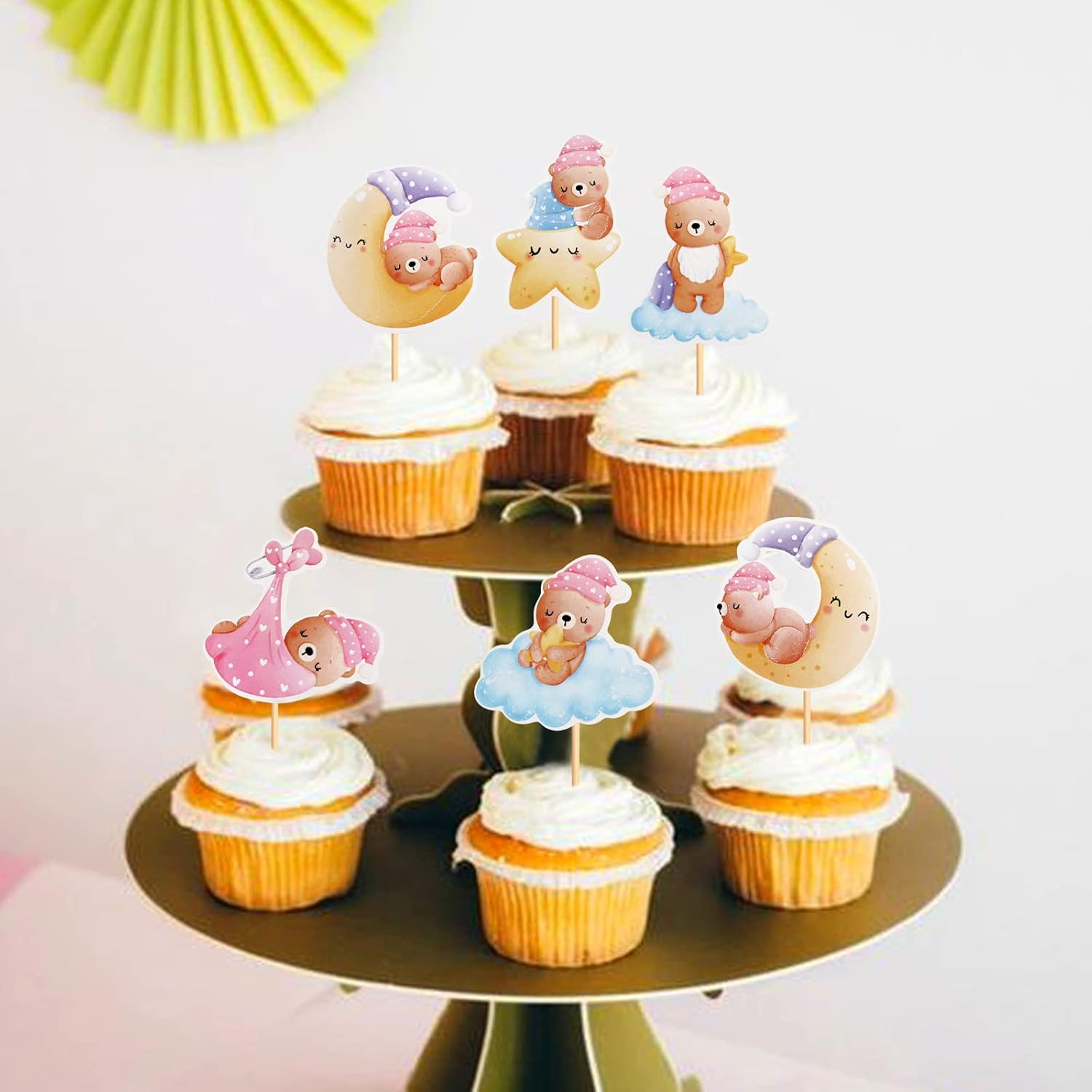 24 Pack Bear Baby Shower Decorations Bear Cupcake Toppers Gender Reveal Baby Girl Kids Birthday Bear Theme Birthday Party Cake Decorations Supplies Pink image number 5