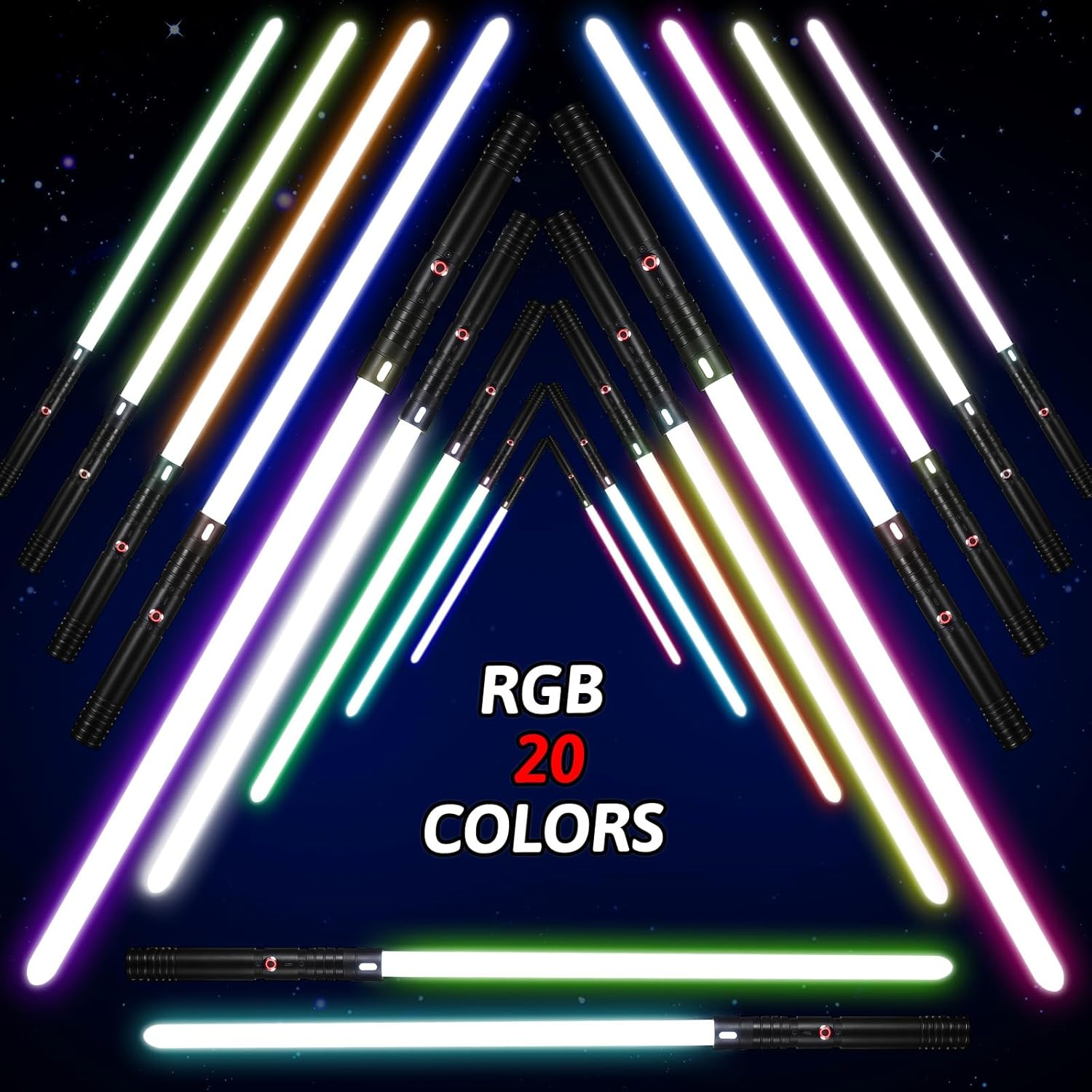 Oomyeh 2Pack FX Dueling Lightsaber Battle Sounds Metal Hilt 15 Colors Changeable 3 Modes 2 in 1 Light Sabers Perfect Christmas Halloween Present for Kids image number 5