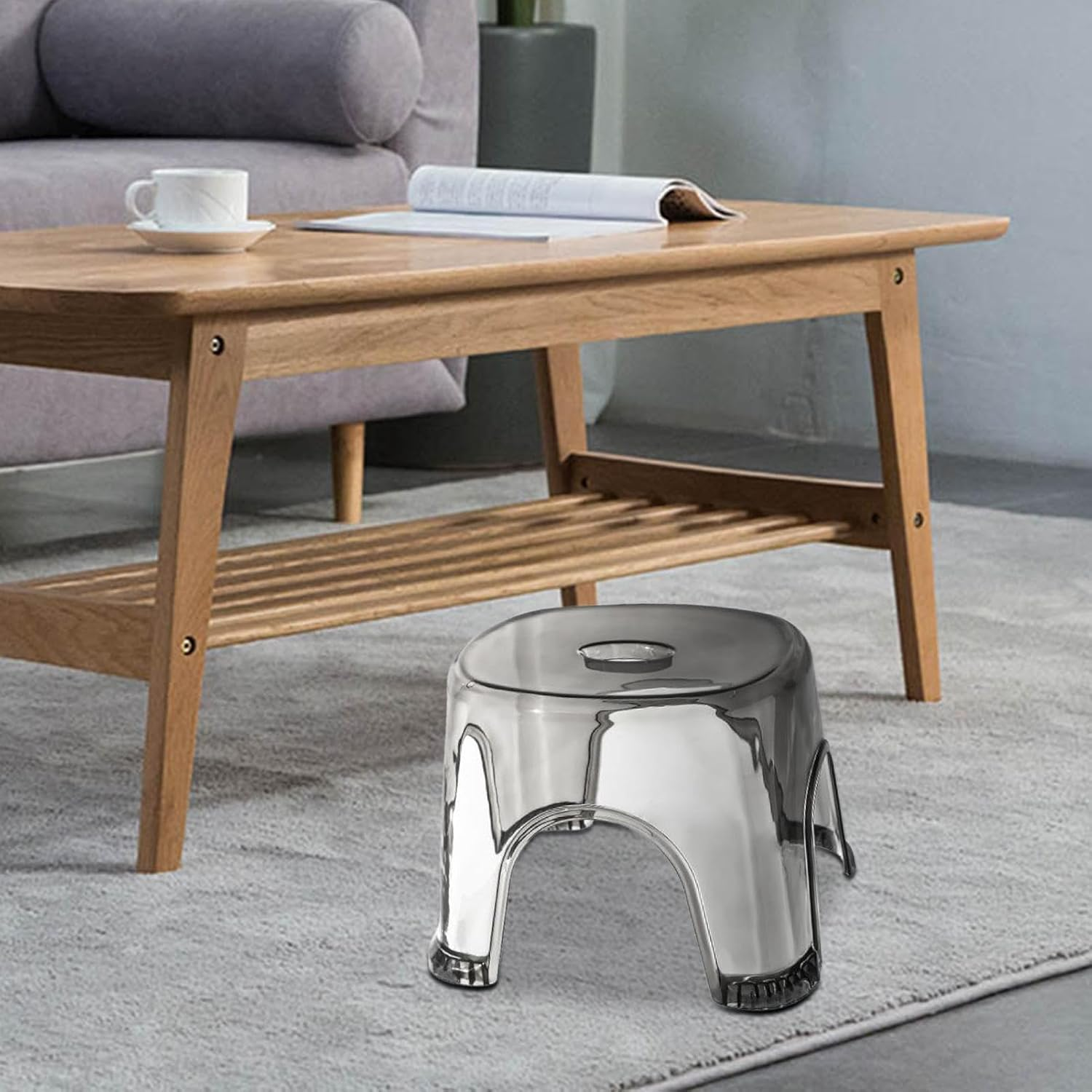 Clear Shower Foot Stool - Non-Slip Waterproof Transparent Stool - Clear Seat, Shower Corner, Corner Bench for Bathroom Bedside Small Spaces image number 2