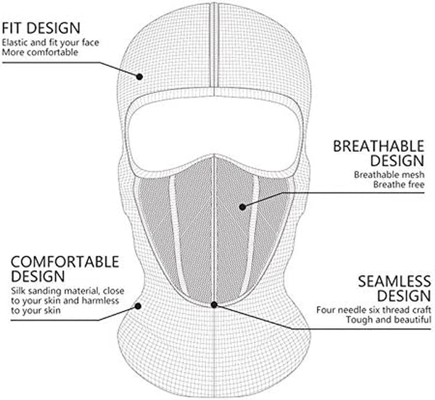 Nomel Ski Motorcycle Cycling Balaclava Full Face Mask Neck Scarf Windproof Outdoor AU (Black)