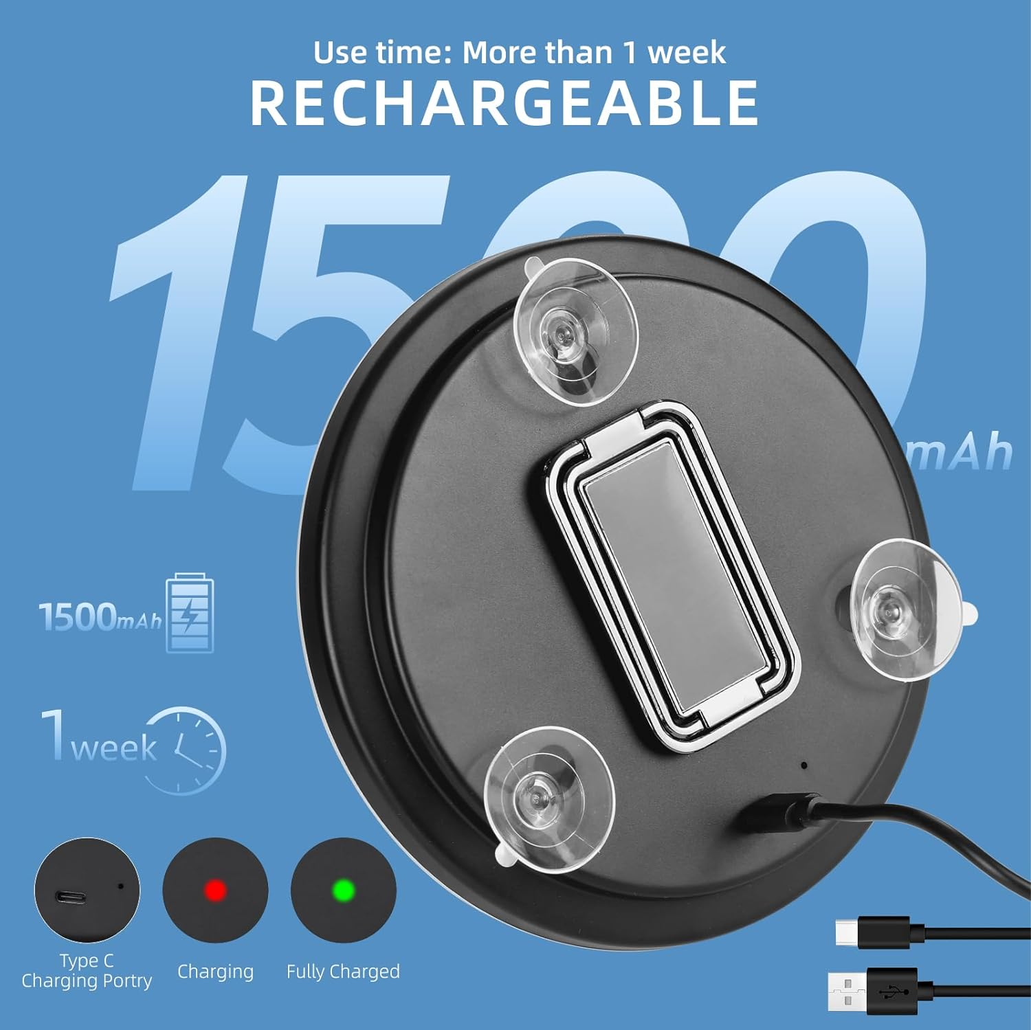 10X Magnifying Mirror with Lights, 6Inch Makeup Magnified Mirror 10X Lighted Travel Magnification with 3 Suction Cups and 360&deg; Adjustable Bracket - Includes Tweezers & Scissors image number 2