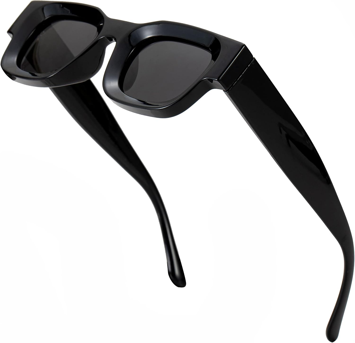 Teumire Retro Rectangle Polarized Sunglasses for Small Face Women Men Chunky Square Thick Frame Glasses UV400 Protection