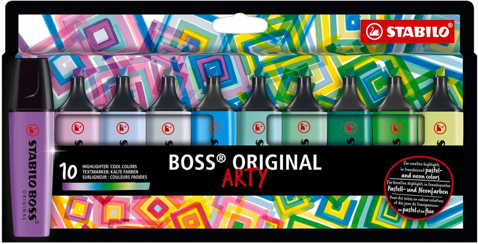 Stabilo Boss Arty Highlighter, Cool (Pack of 10)