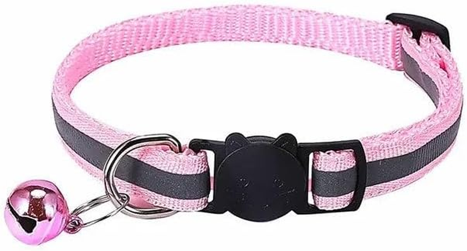 AIMALL 1 Pack Reflective Cat Collar with Safety Release Breakaway Buckle and Bell for Kitten Puppy Small Dog &ndash; Adjustable Nylon with White Stripe, 12 Colour Options - Borland image number 6