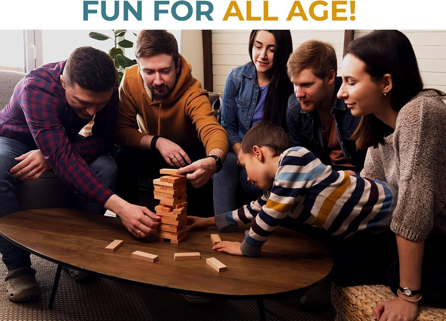Walnut Wooden Tumbling Tower Game- Ideal for Party, Building, Camping, Outdoor Games for Adults, Classic Stacking Block for Challenging Your Skills image number 2