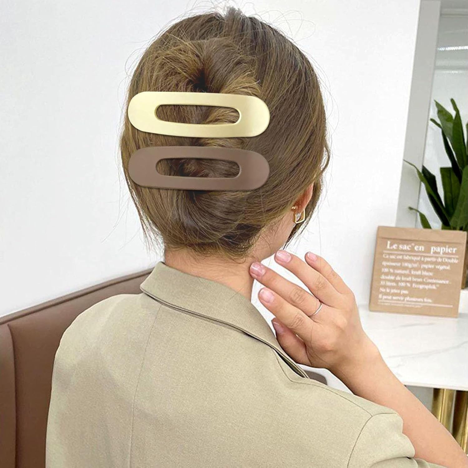 French Concord Lay Flat Claw Clips, 6Pcs French Concord Flat Hair Clips,French Flat Hair Clips Curved Claw Clips image number 4