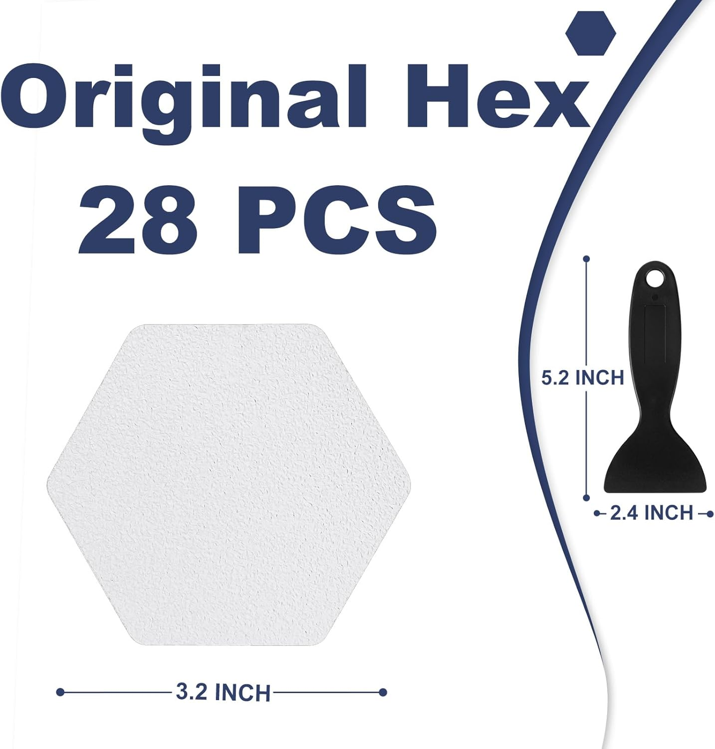Gecork 28 PCS Shower Floor Non Slip Stickers with Strong Adhesive, Invisible & Durable anti Slip Shower Stickers with Scraper for Bath Tub, Pools and Stairs,Hexagon
