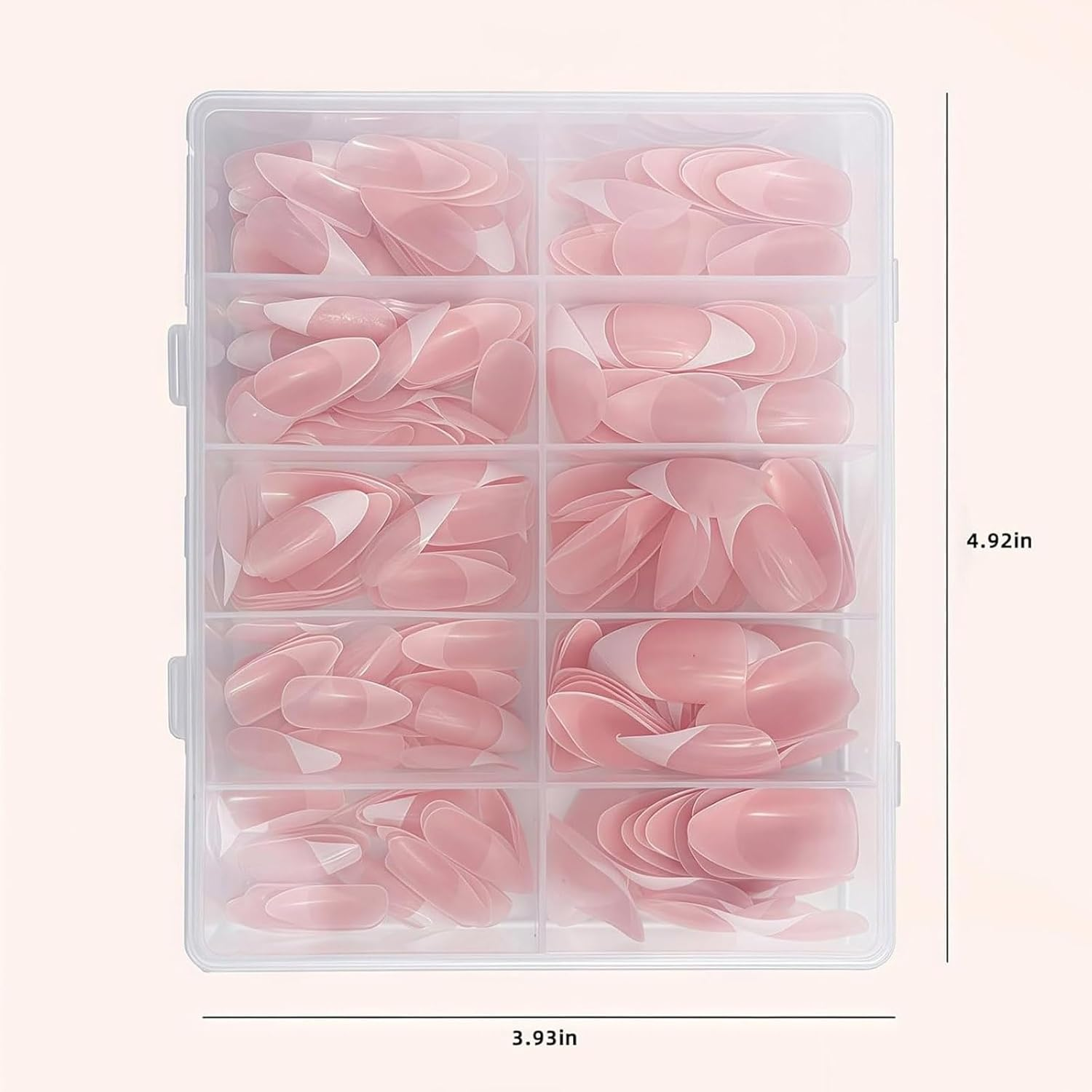 240Pcs Stick on Nails, White French Tip Press on Nails, 10 Sizes Almond French Tip Nails，Matte Fake Nails，Diy Nail Art Nude Gel Press on Nail（French White） image number 1