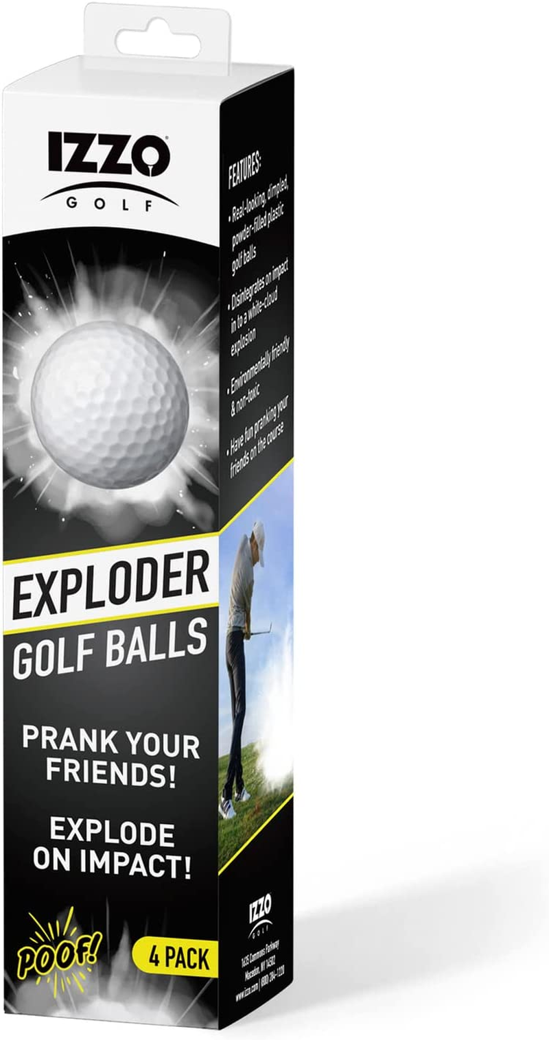IZZO Golf Exploder Prank Golf Balls 4-Pack - Golf Joke Ball, Novelty Plastic Exploding Ball with Safe, White Powder image number 3