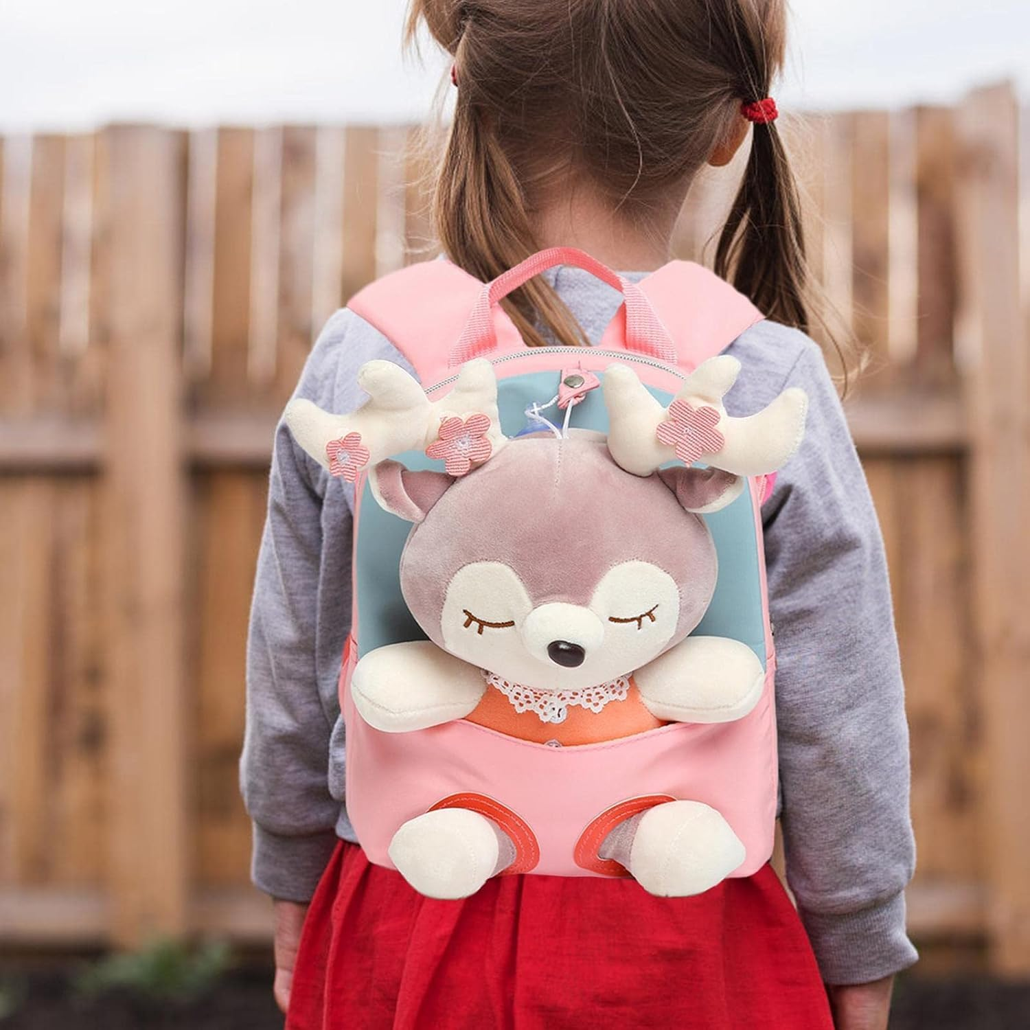 Cute Toddler Backpack - Detachable Reindeer Doll Toddler Backpack | Preschool Shoulder Bag Student Travel Bag for Girls Kids image number 4