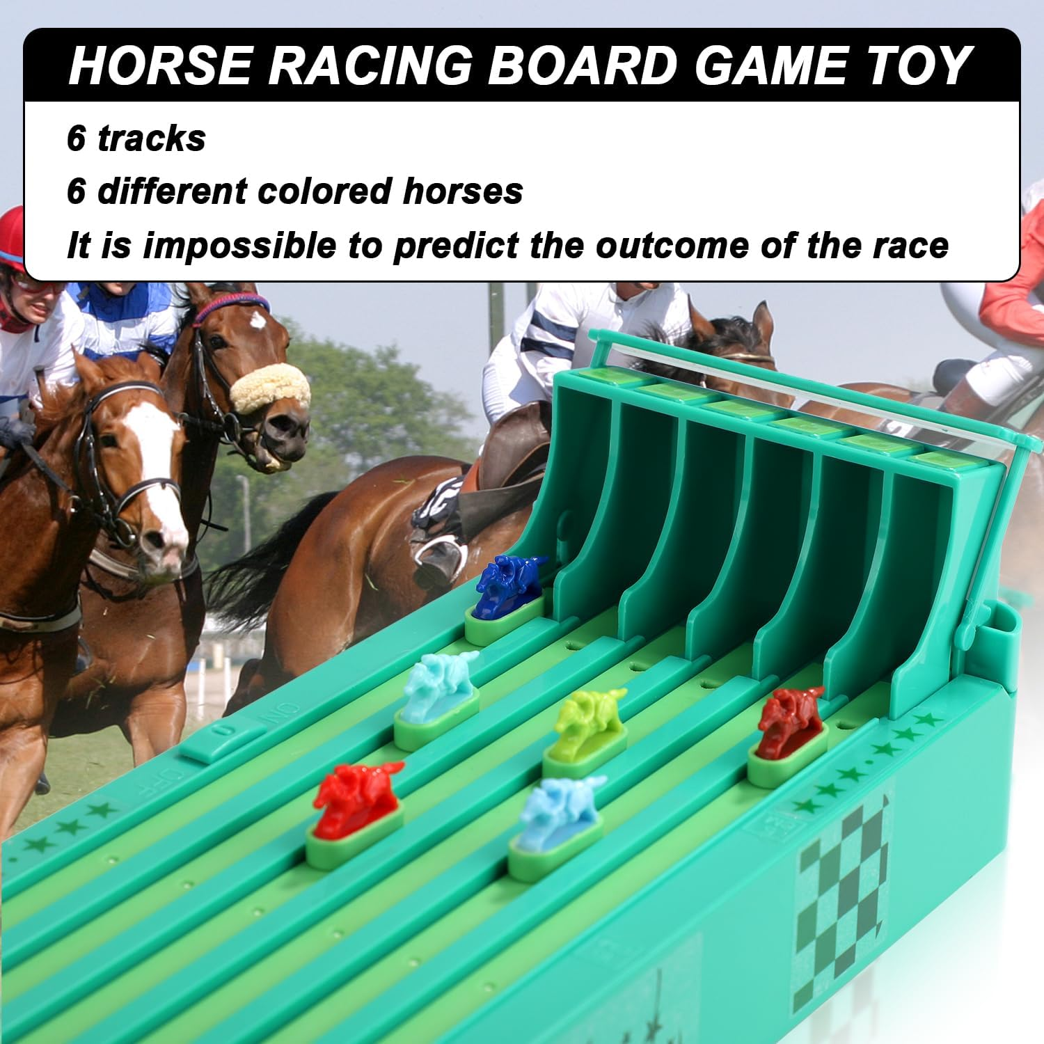 Horse Racing Game, Electronic Horse Racing Game with 6 Horses, Portable, Interesting, Electric Horse Racing Game for Family Reunions, Parties, Camping image number 5