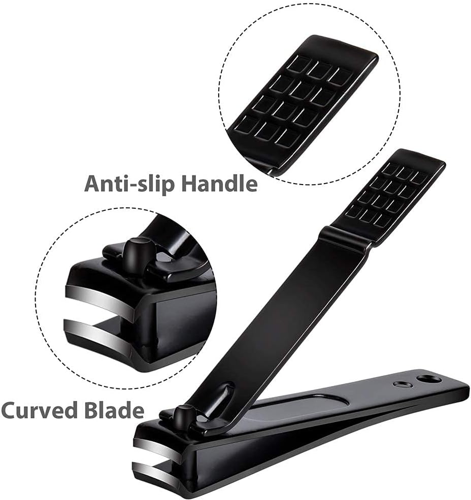 Nail Clippers Set, Sharp Stainless Steel Fingernail Clipper & Toenail Clippers, Black Nail Cutter, Large and Small 2 Piece Set. image number 1