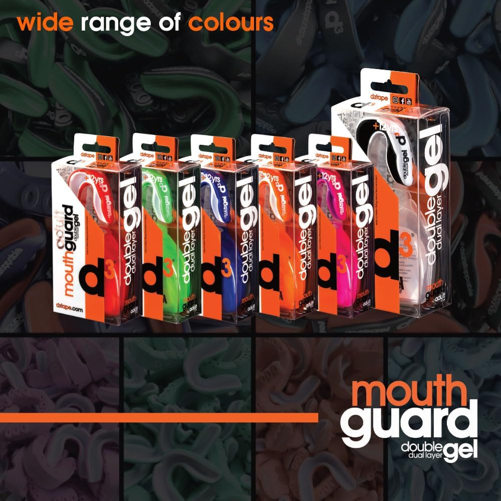 D3 Double Gel Dual Layer Gum Shield Youth Mouth Guard, Pink/Purple, 0.061 Kilograms image number 2