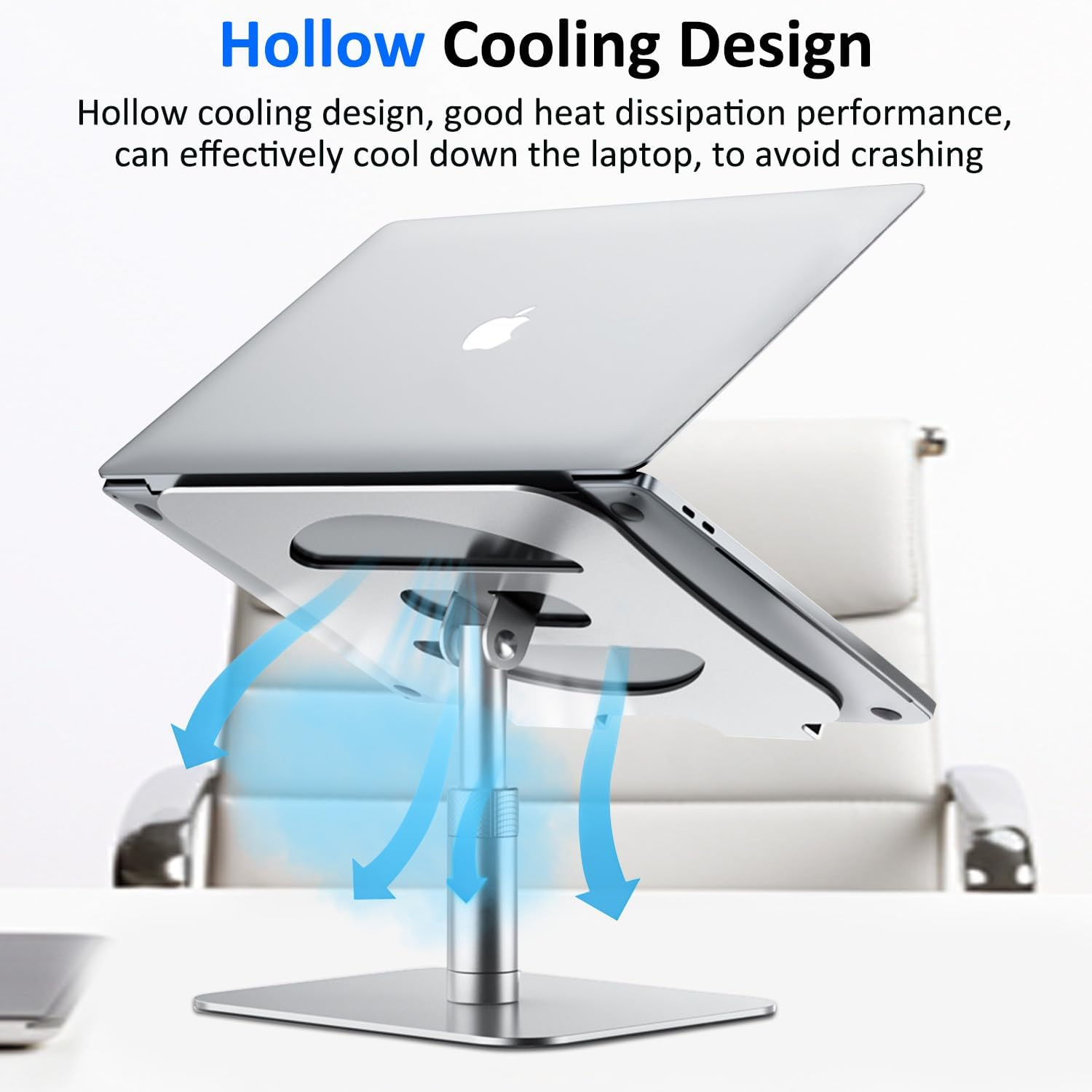 Laptop Stand, Necomi Upgraded Desktop Laptop Stand, 360&deg; +180&deg; Rotation Height Adjustable Stand, Aluminum Ergonomic Computer Stand for Coworking, Fits All Laptops, Tablets, Books from 10''-17" image number 6